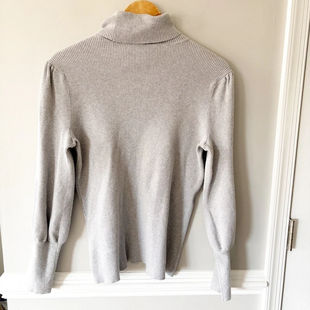 Lauren Ralph Lauren Ribbed Gray Puff Balloon Sleeve Turtleneck Sweater Size 1X - Picture 4 of 9